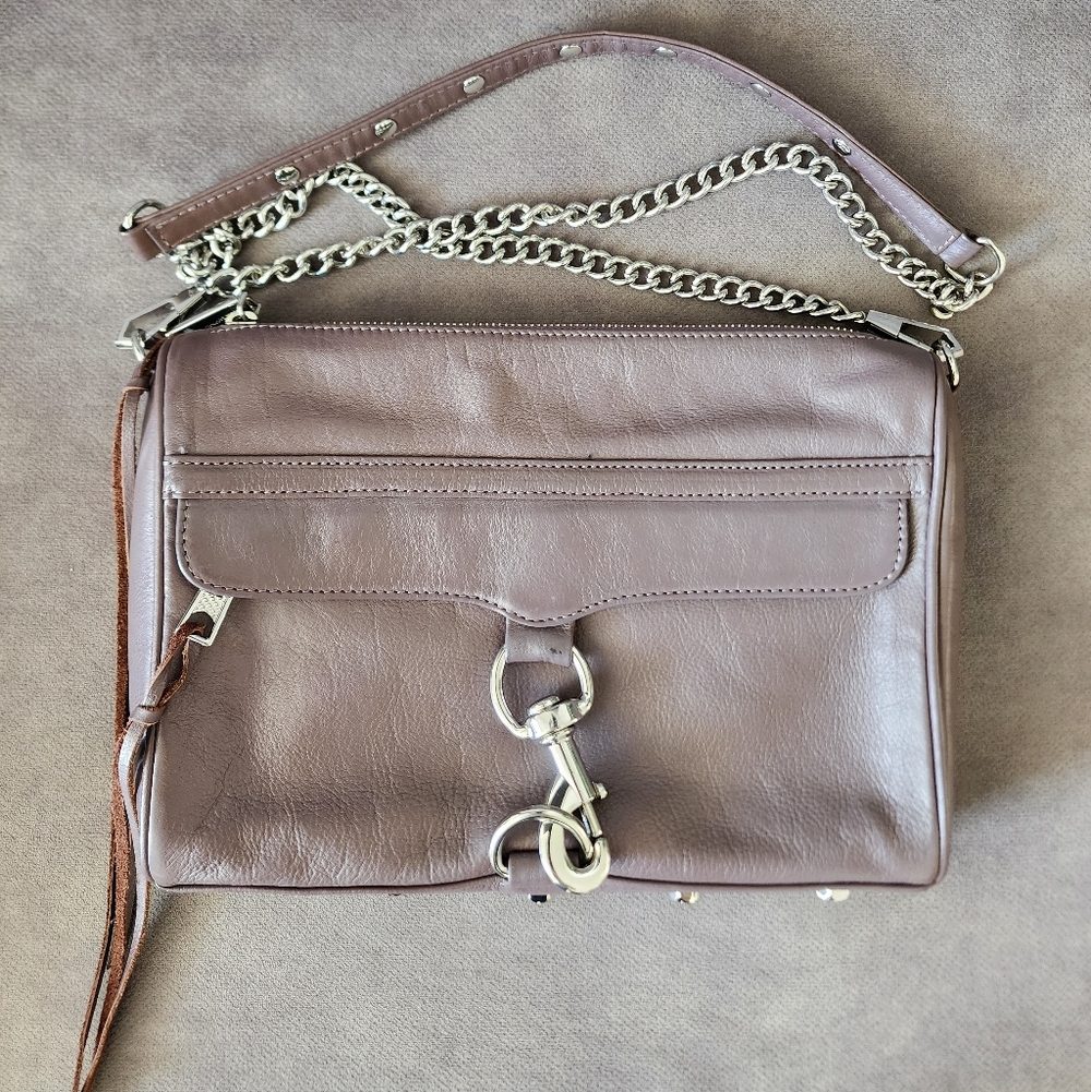 Rebecca Minkoff Elegant Gray Purple Leather Shoulder Bag